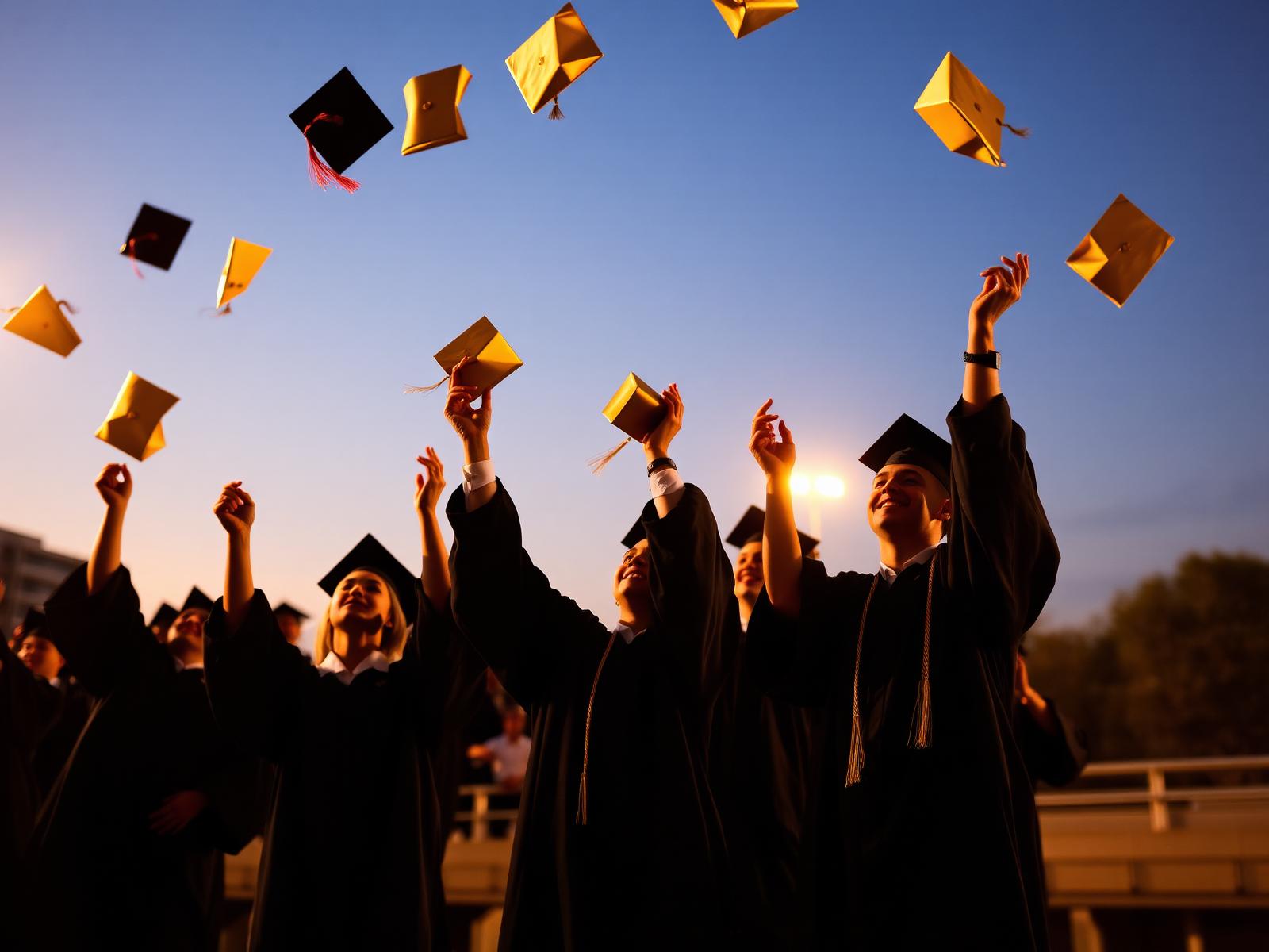 Estudiantes celebrando su graduación